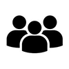 Simple black icon of three people